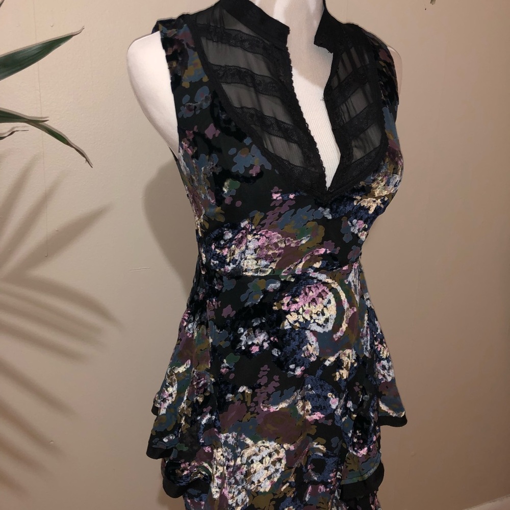 Free People Velvet Metallic Ruffle Dress